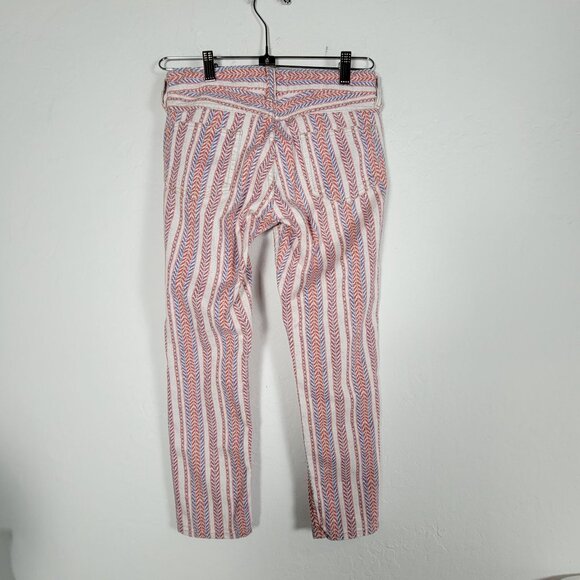 Isabel Marant Étoile Womens Chevron Striped Cropped Pants Sz 36 Red/Blue Stretch - Picture 2 of 11